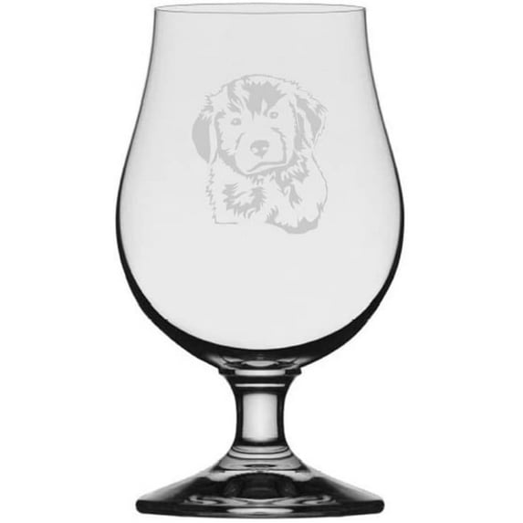 Golden Retriever Puppy Dog Themed Etched 13.25oz Iona Beer Glass