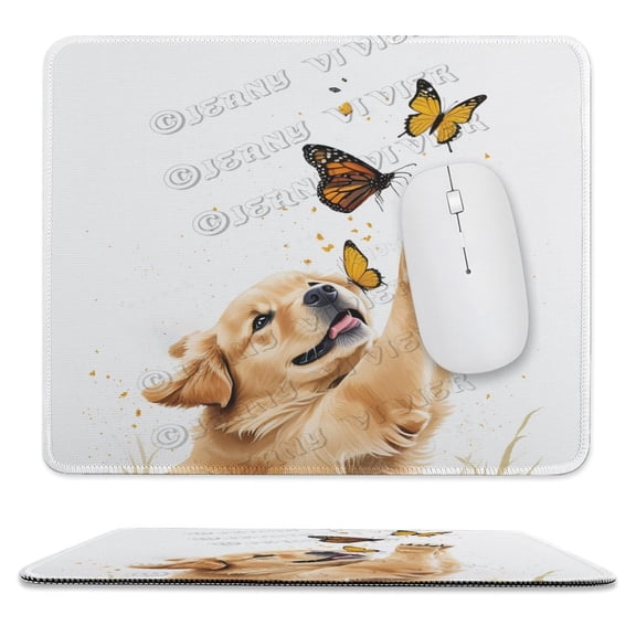 Golden Retriever Rectangle Personalized Computer Mouse Pads Design, Washable Mouse Mat, Gaming Office Home Non-Slip Rubber Base Mousepad 10"x12"