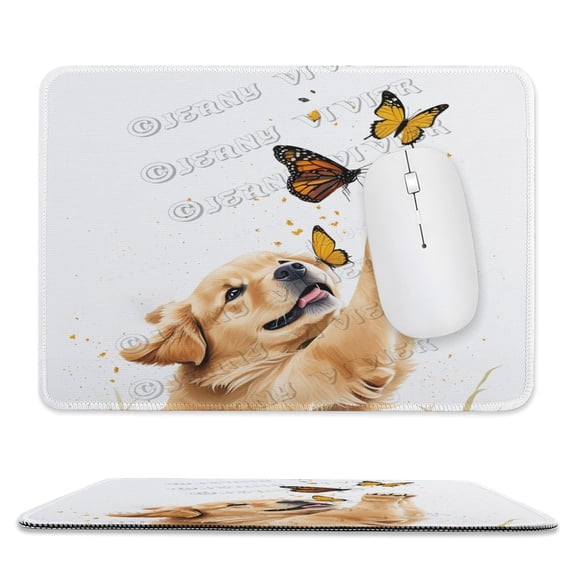Golden Retriever Rectangle Personalized Computer Mouse Pads Design, Washable Mouse Mat, Gaming Office Home Non-Slip Rubber Base Mousepad 8"x10"