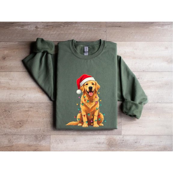Golden Retriever Shirt, Dog Tee, Golden Mom Tshirt, Dog Lover, Happy New Year Dog Tshirt, Lights Tee Tshirt All Size S-5XL