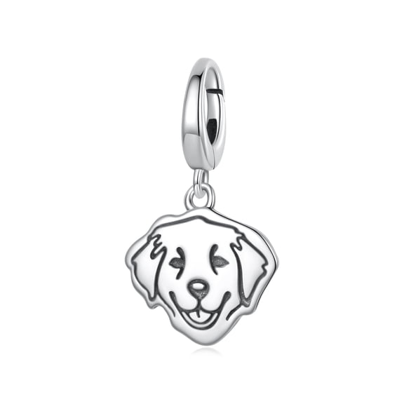 Golden Retriever Snap Pendant Necklace Charm, 925 Sterling Silver Accessory, Compatible with 3mm-4.5mm Bracelet