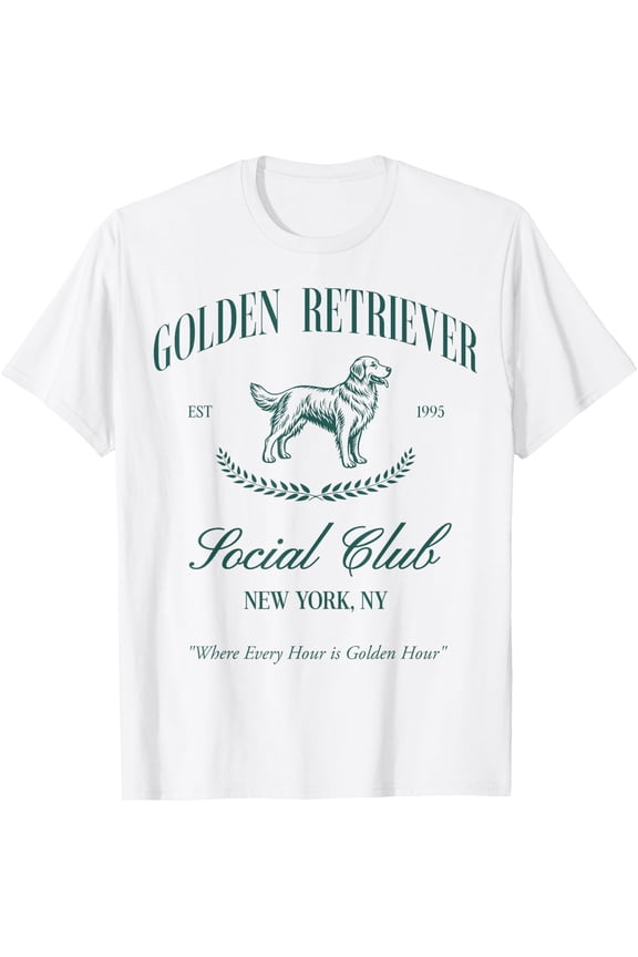 Golden Retriever Social Club Preppy Dog Mom Retro 80S 90S T-Shirt Size S-5XL