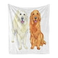 thumbnail image 1 of Golden Retriever Soft Flannel Fleece Throw Blanket, Smiling Pale and Red Dog Pure Breed Sitting Staying Thoroughbred, Cozy Plush for Indoor and Outdoor Use, 70" x 90", Orange Ivory Pink, by Ambesonne, 1 of 5