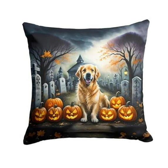 Golden Retriever Spooky Halloween Fabric Decorative Pillow 18 in x 18 in