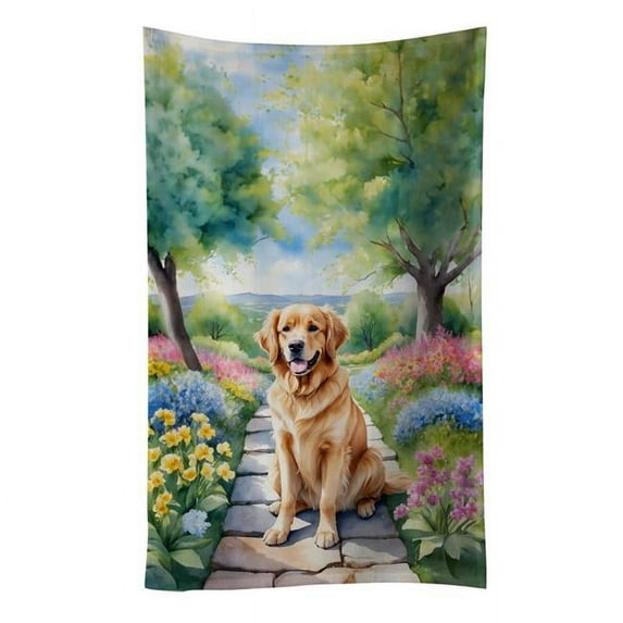 Golden Retriever Spring Path Kitchen Towel