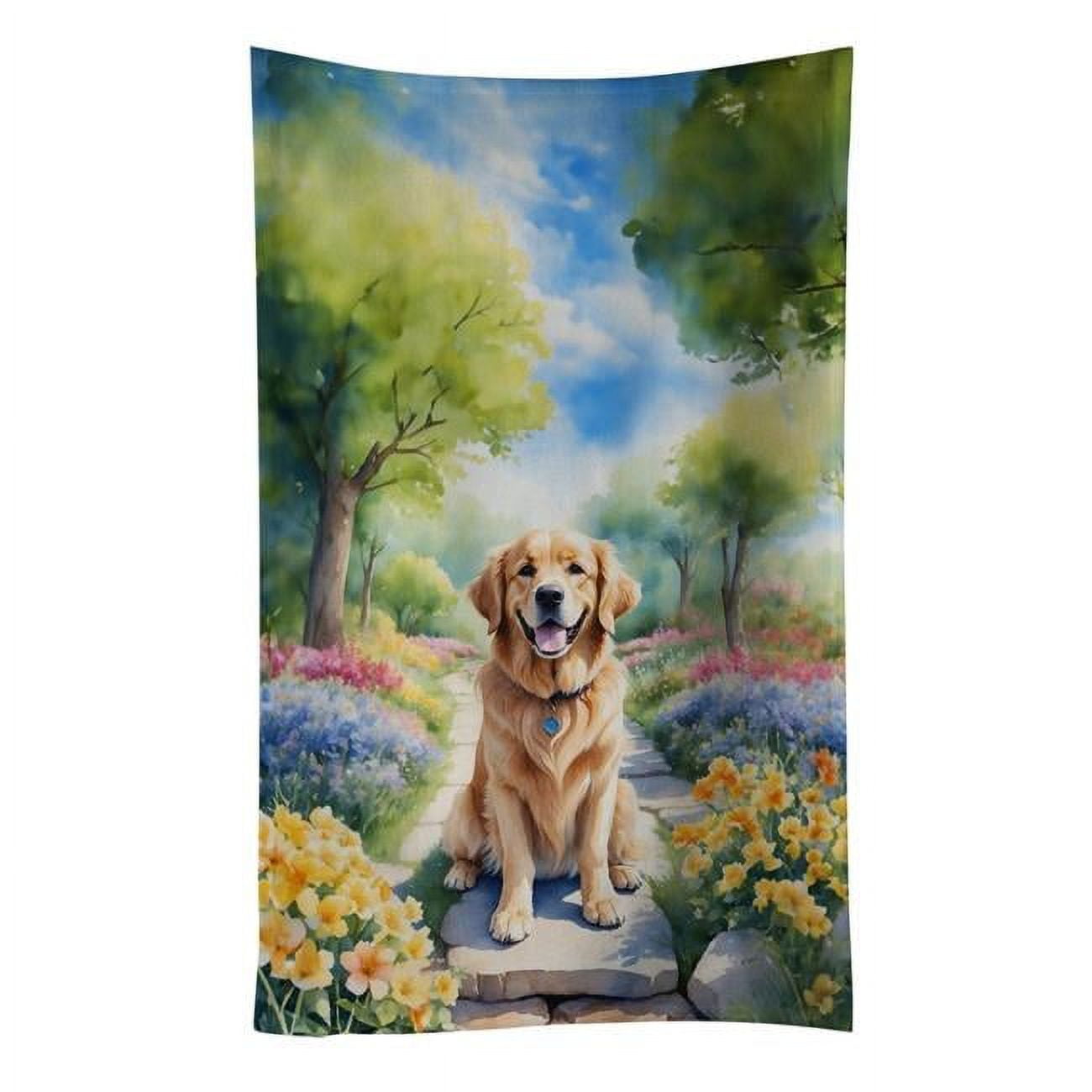 Golden Retriever Spring Path Kitchen Towel
