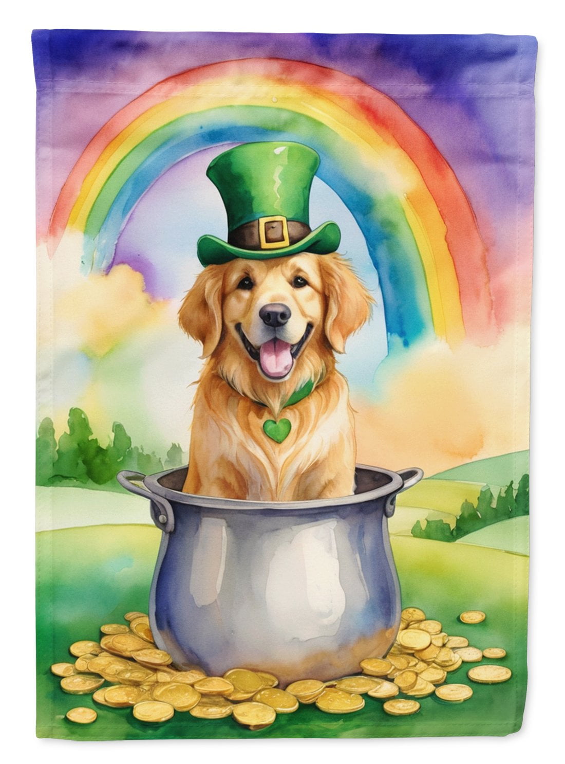 Golden Retriever St Patrick's Day House Flag 28 in x 40 in