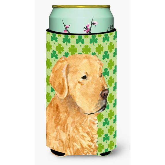 Golden Retriever St. Patricks Day Shamrock Portrait Tall Boy Hugger