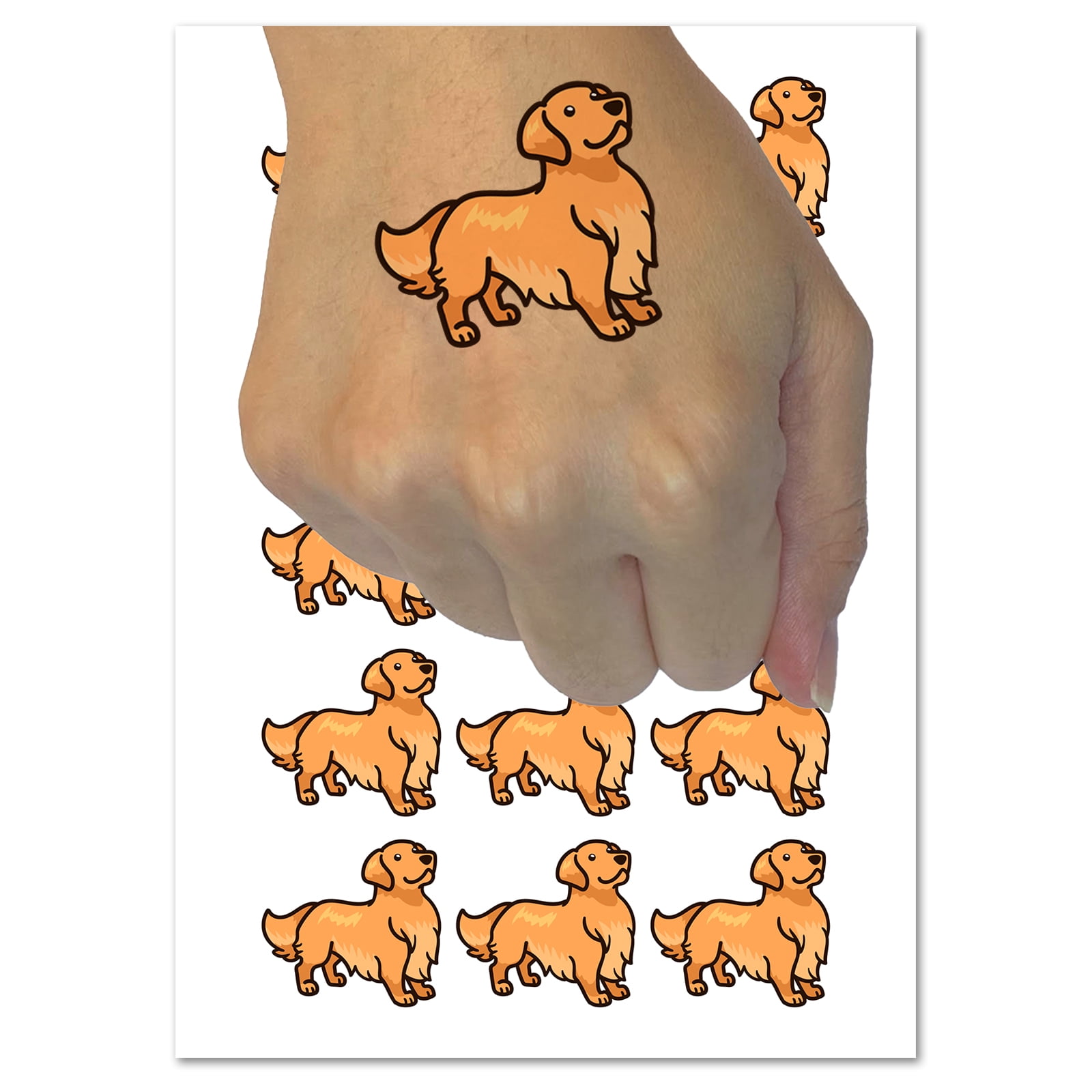 Golden Retriever Standing Dog Water Resistant Temporary Tattoo Set Fake Body Art Collection 15
