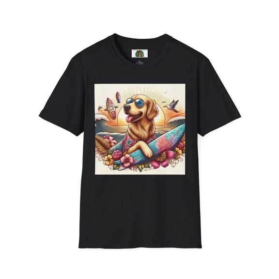 Golden Retriever Surfer Unisex Softstyle T-Shirt