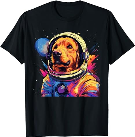 Golden Retriever T-Shirt Funny Golden Retriever Astronaut T-Shirt ...