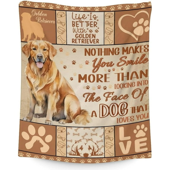 Golden Retriever Throw Blanket - 40" x 50" Inches Soft Fuzzy Throw Blanket Gift - Funny Flannel Blankets for Crib, Couch, Sofa