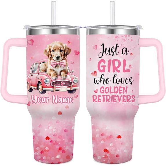 Golden Retriever Travel Cup for Golden Retriever Lover,40 oz Golden Retriever Vacuum Insulated Tumbler with Handle