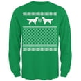 thumbnail image 1 of Golden Retriever Ugly Christmas Sweater Irish Green Adult Long Sleeve T-Shirt, 1 of 1