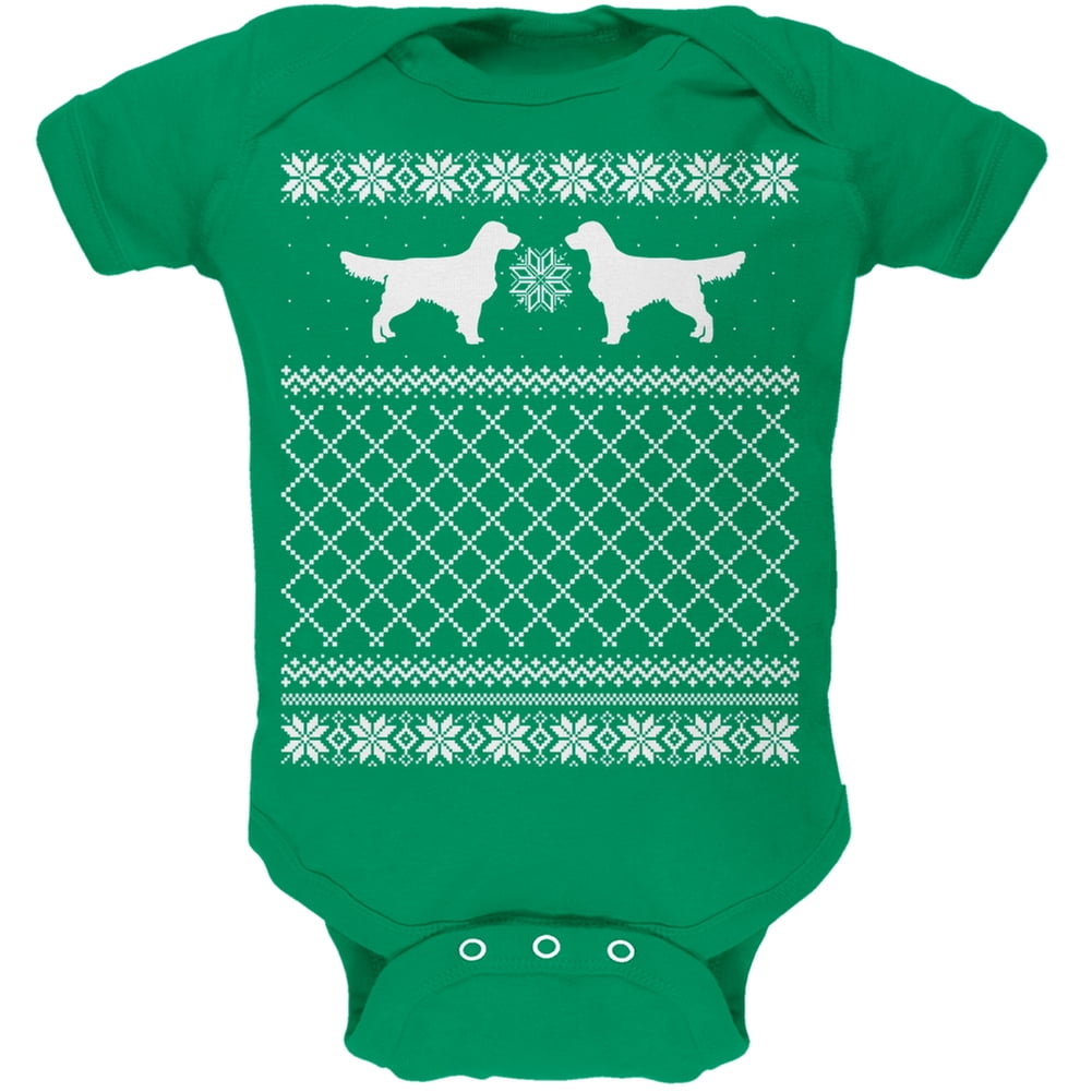 Golden Retriever Ugly Christmas Sweater Kelly Green Soft Baby One Piece 3 month Walmart