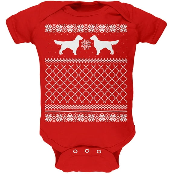 Golden Retriever Ugly Christmas Sweater Red Soft Baby One Piece