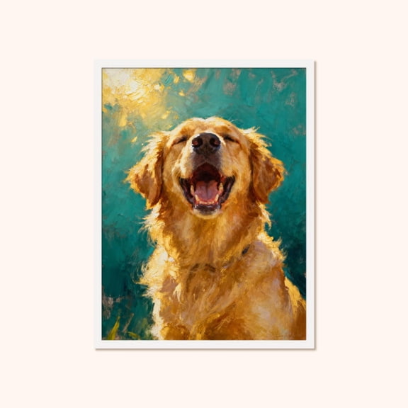 Golden Retriever Wall Art, Smiling Dog Portrait Poster, Unframed Poster Size 12x18