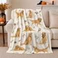 thumbnail image 1 of Golden Retriever Watercolor Dog Illustrations Vintage Pet Portrait, Festive Pet Portrait Pattern, Warm Flannel Blanket for Cabin and Lodge, Dog Lovers Just Because Gift, Pet Lover Home Decor, 1 of 9