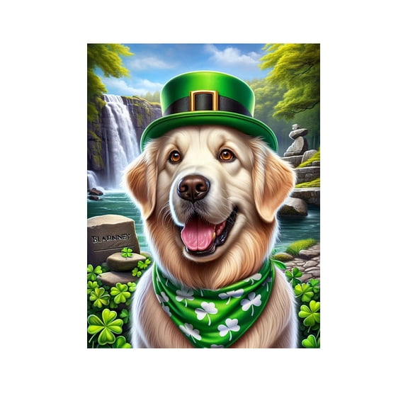 Golden Retriever White - Best of Breed DCR Saint Patricks Day Garden Flag 12" x 17"