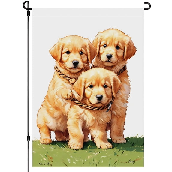 Golden Retriever Yard Flag Cute Dog Face Golden Retriever Garden Decoration Washable Colorful Cartoon Yard Flag Decoration for Balcony Porch Home Backyard Farmhouse 28x40in