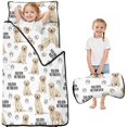 thumbnail image 1 of Golden Retriever and Dog Paw Print Teens Toddler Nap Mat with Pillow, Sleeping Mat Bag for Preschool Daycare 51"x22", 1 of 6