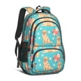 thumbnail image 1 of Golden Retriever and Floral Blue Pattern Cute School Backpack Bag with Padded Back and Adjustable Shoulder Straps 16.9 X 12.6 X 5.9 Inches, 1 of 5