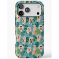 Shell Posster Blue Golden Retriever and Tropical Leaves Tough Case for Apple iPhone ...