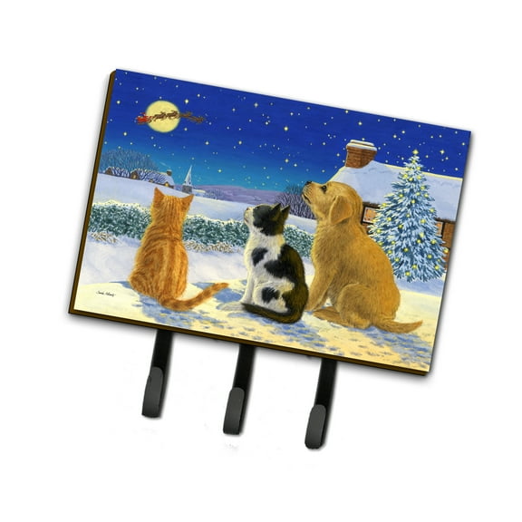 Golden Retriever and kittens Watching Santa Leash or Key Holder