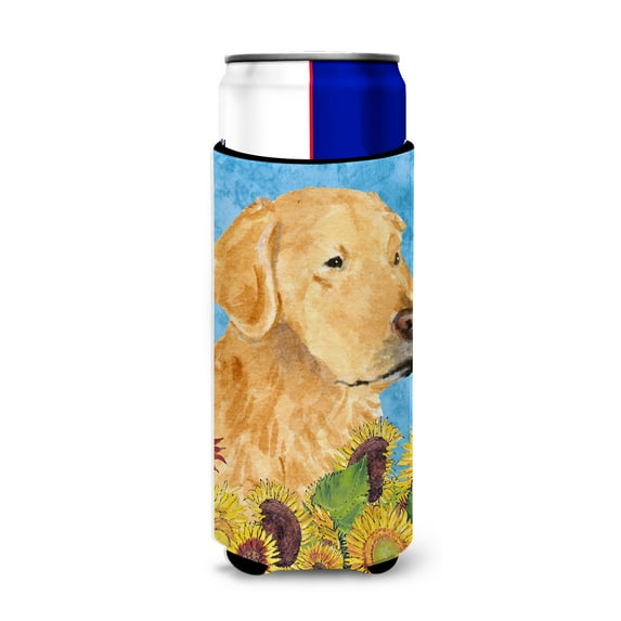 Golden Retriever in Summer Flowers Ultra Hugger for slim cans