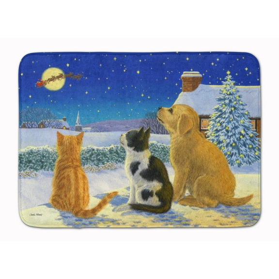 Golden Retriever kittens Watching Santa Machine Washable Memory Foam Mat