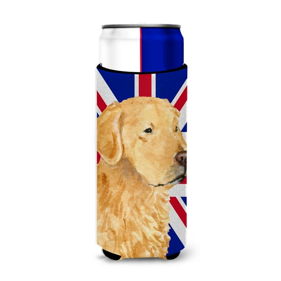 Golden Retriever with English Union Jack British Flag Ultra Hugger for slim cans