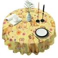 thumbnail image 1 of Golden Retrievers and Pioneer Flower Round Tablecloth 60"x60",Wrinkle Wipeable Table Cloth for Kitchen Dining Room Picnic Patio Party, 1 of 6