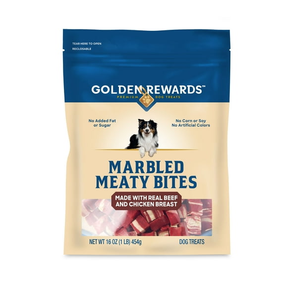 Golden Rewards Air- Dried Jerky Treats Marbled Meaty Bites for Dogs, 16oz