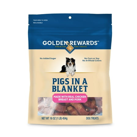 Golden Rewards Pigs in a Blanket Chicken and Pork Sausage Dog Treats, 16 oz