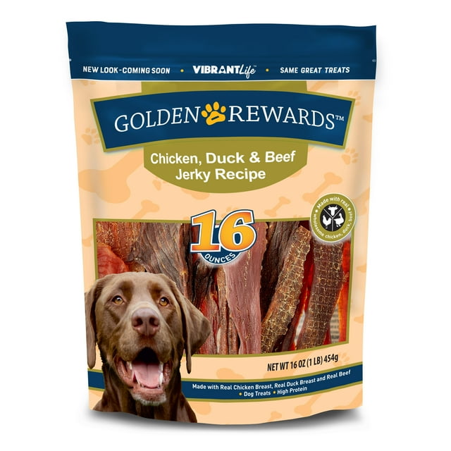 Golden Rewards Chicken, Duck & Beef Jerky Recipe Dog Treat Variety Pack, 16 oz