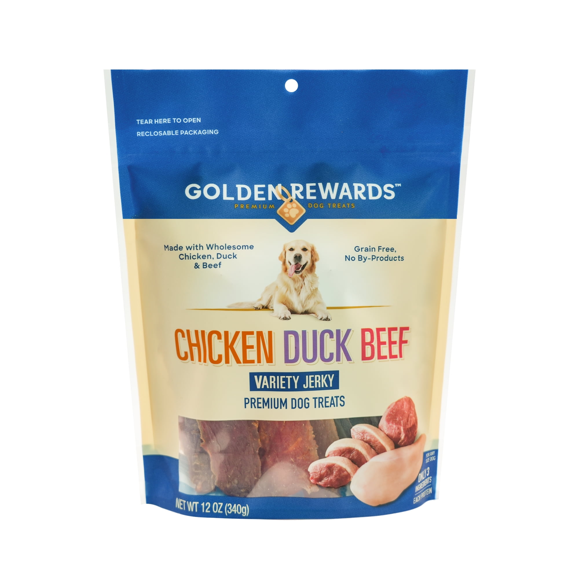 Golden Rewards Chicken, Duck, and Beef Recipe Variety Flavor Dry Jerky