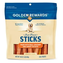 Golden Rewards Chicken and Sweet Potato Dual Flavor Treat Sticks for Dogs, 16 oz Bag
