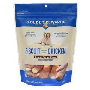 Golden Rewards Peanut Butter Flavor Biscuit Wrapped with Chicken Dry Training Treats for All Dogs, 16 oz