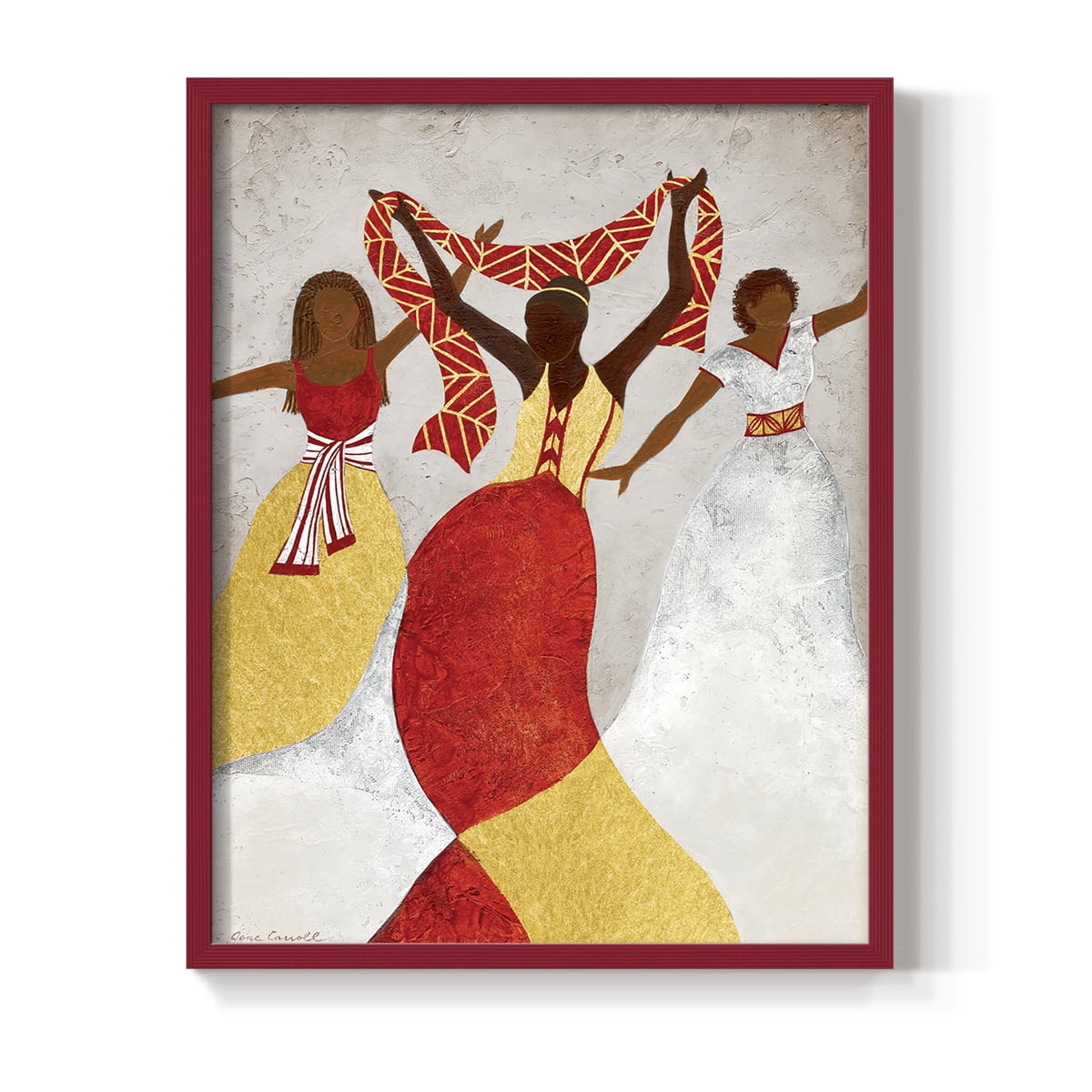 Golden Rhythm in Red Solid Wood 11 x 14 Framed Print