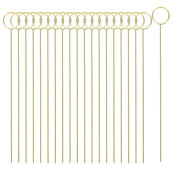 Golden Ring Loop Round Shape Card Holders, Floral Picks Clips for Wedding & Flower Arrangements, DIY Craft Wire Clip Table Card Holders Note Photo Picture Memo Holder Cake Topper, 20 Pcs, 11.81x0.59"