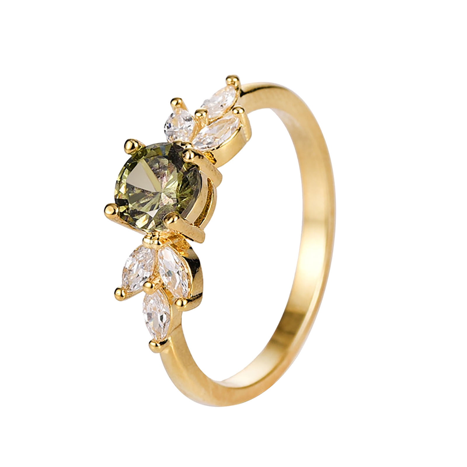 Golden Ring Zircon Ring Ladies Emeralds Gemstone Diamond Ring Diamond ...