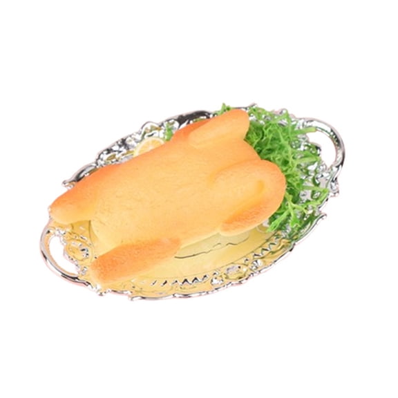 Golden Roasting Turkey 1/12 Scale Kitchen Scene - Detailed Holiday Dinner Miniature with Realistic Tableware