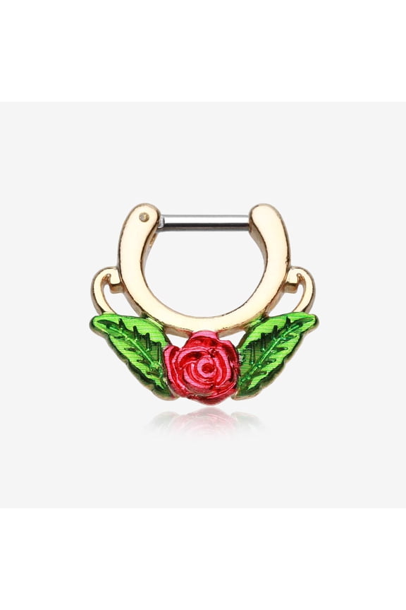 Golden Rose Blossom Icon Septum Clicker