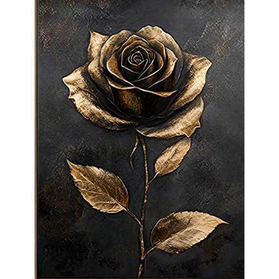Golden Rose Decorative Painting/Canvas Art, Suitable for Decorating Living Room, Bedroom, Dining Room, Hallway, and Gallery Walls.