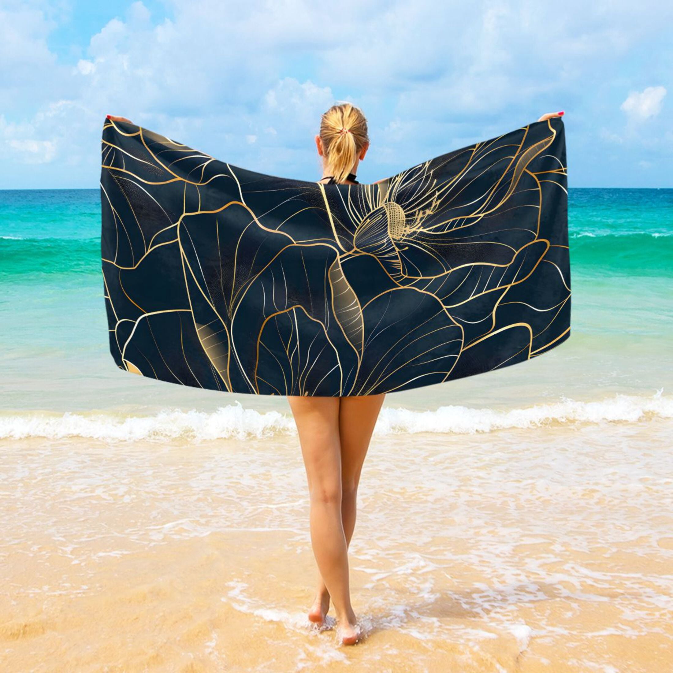 Groovy Flower Microfiber Reversible Beach Towel