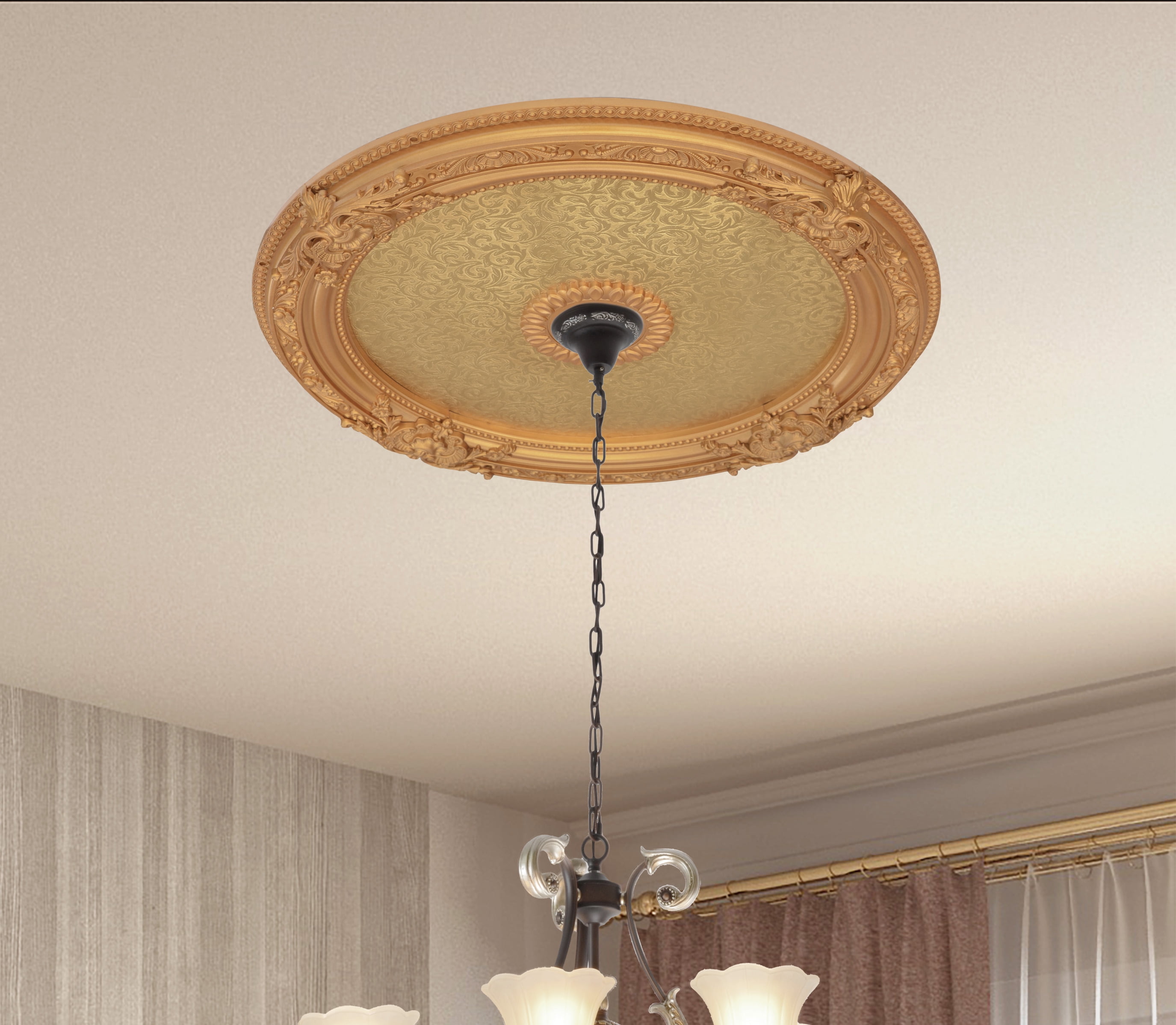 AFD Home  36 in. Round Chandelier Ceiling Medallion - Gold