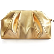 Golden Ruched PU Clutch Bag, Elegant Evening Handbag, Fashion Soft Tote Purse for Party, Prom and Cocktail Events