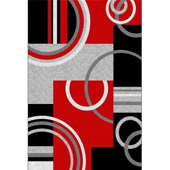 Golden Rugs FZ-2O2B-M5A0 5 ft. 2 in. x 7 ft. 5 in. Platinum Collection Hand Carved Area Rug, Black Light Red