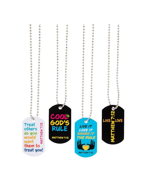 Golden Rule Dog Tag Necklaces - 12 Pieces