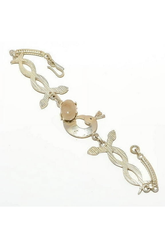 Golden Rutilated Quartz Silver Plated Snake & Peacock Bracelet 7-7.99" B-65, Valentine's Day Gift, Birthday Gift, Beautiful Jewelry For Woman & Girls
